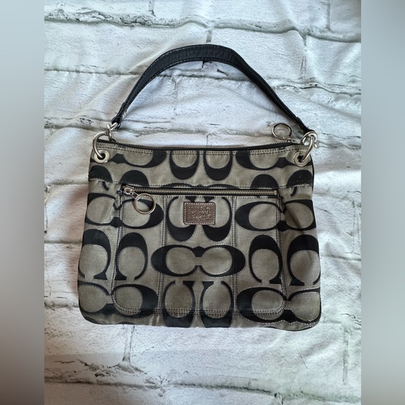 Authentic Coach Black and Brown Signature Shoulder Bag - Picture 3 of 14